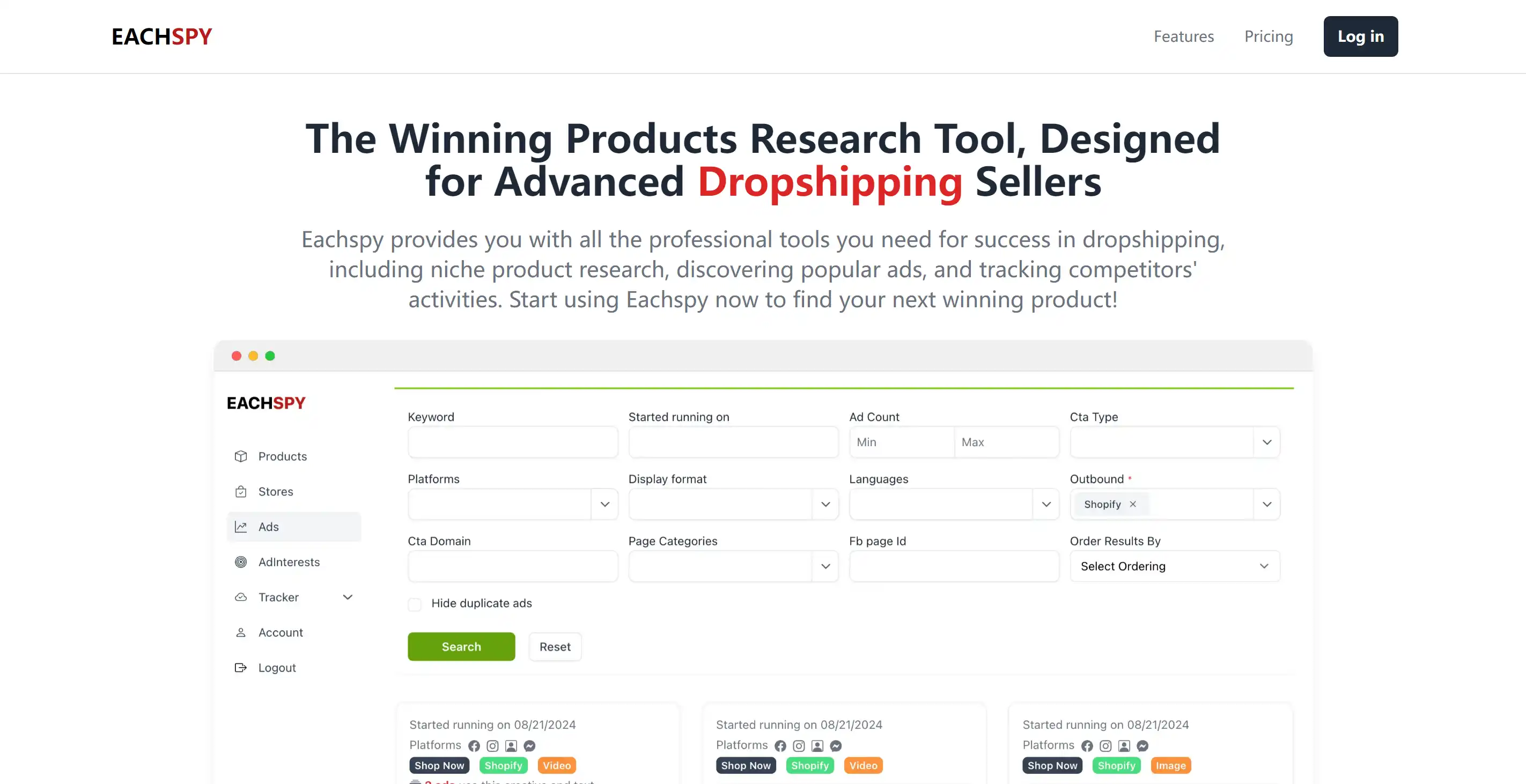 EACHSPY - Products Research Tool for Dropshipping Sellers