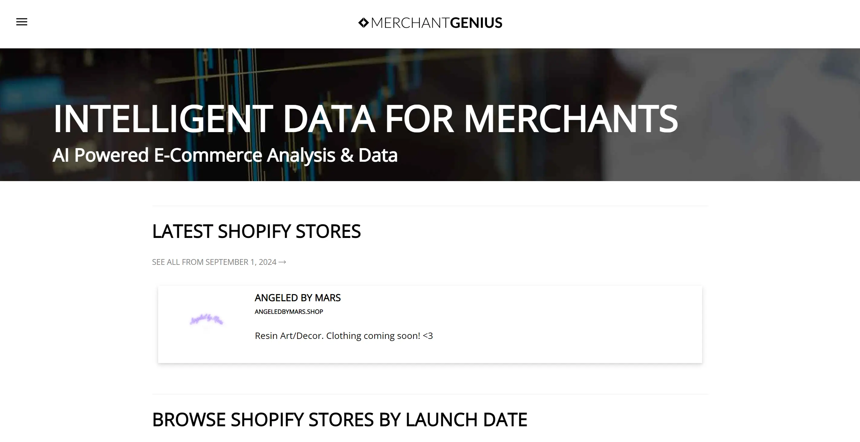 MERCHANT GENIUS - Shopify Store List Information